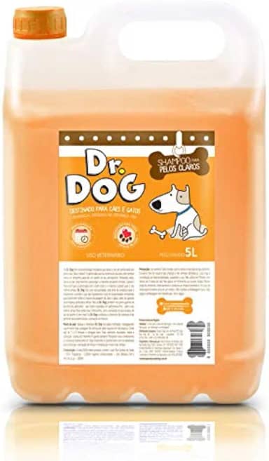 Shampoo Branqueador Clareador Pet 5 Litros Anti Alérgico, não arde os olhos, ideal p/mancha lágrima ácida shih tzu, lhasa, alto rendimento, hipoalergênico, pet shop profissional