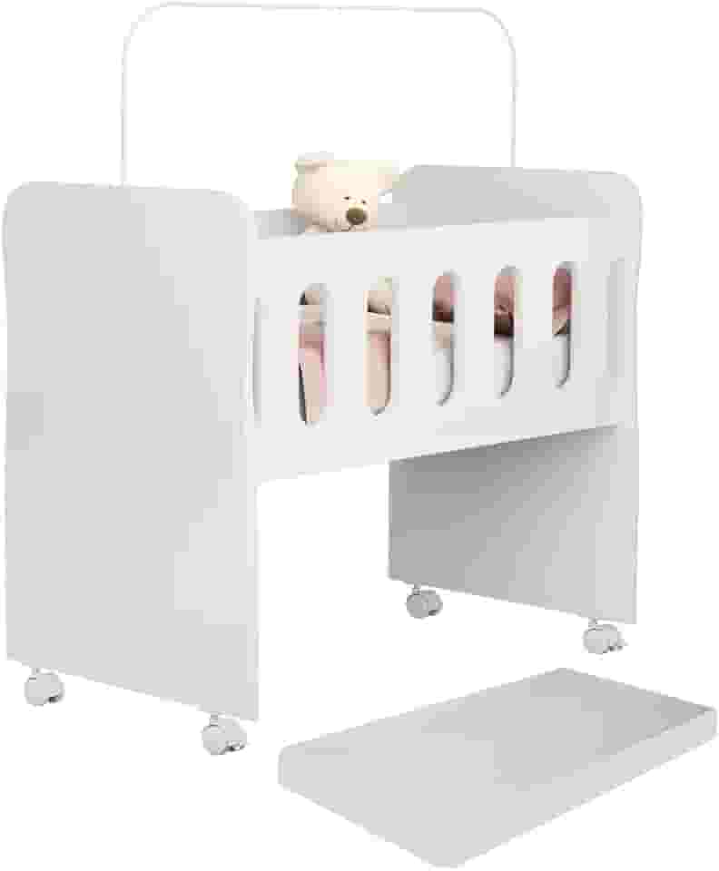 Mini Berço Badside portátil baby Branco cercadinho infantil 2 x 1 Vira Trocador com colchão