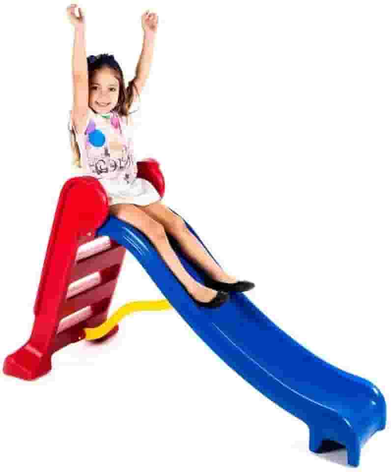 Escorregador Médio Divertido - Escada Vermelha e Rampa Azul