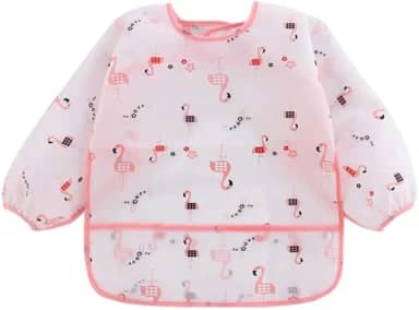 Babador Manga Longa Impermeável Cata Migalhas - Flamingo