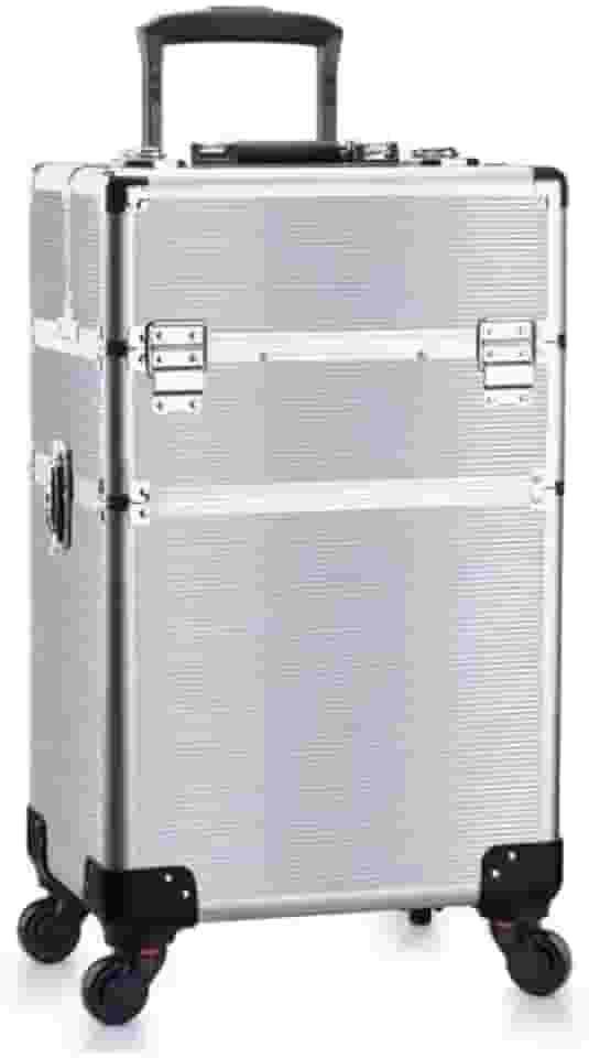 Maleta de Maquiagem Profissional ABS Completa 2 Andar Alumínio Prata