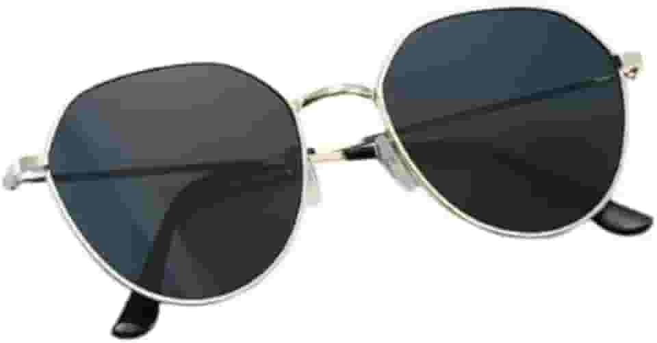 Óculos De Sol Hexagonal Dourado Com Proteção UV Modelo Unissex Adulto Moda e Estilo Casual e Elegante PREMIUM DUPIN