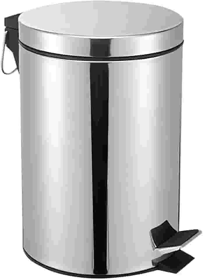 Lixeira de Aço Inox 5 Litros com Pedal Antiderrapante Balde Removível Alça para Transporte Ideal para Cozinha Banheiro Escritório Premium
