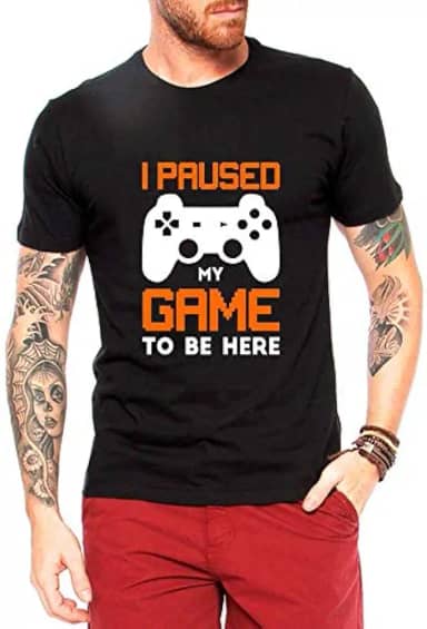 Camiseta Masculina Criativa Urbana Nerd Geek Paused My Game Preta