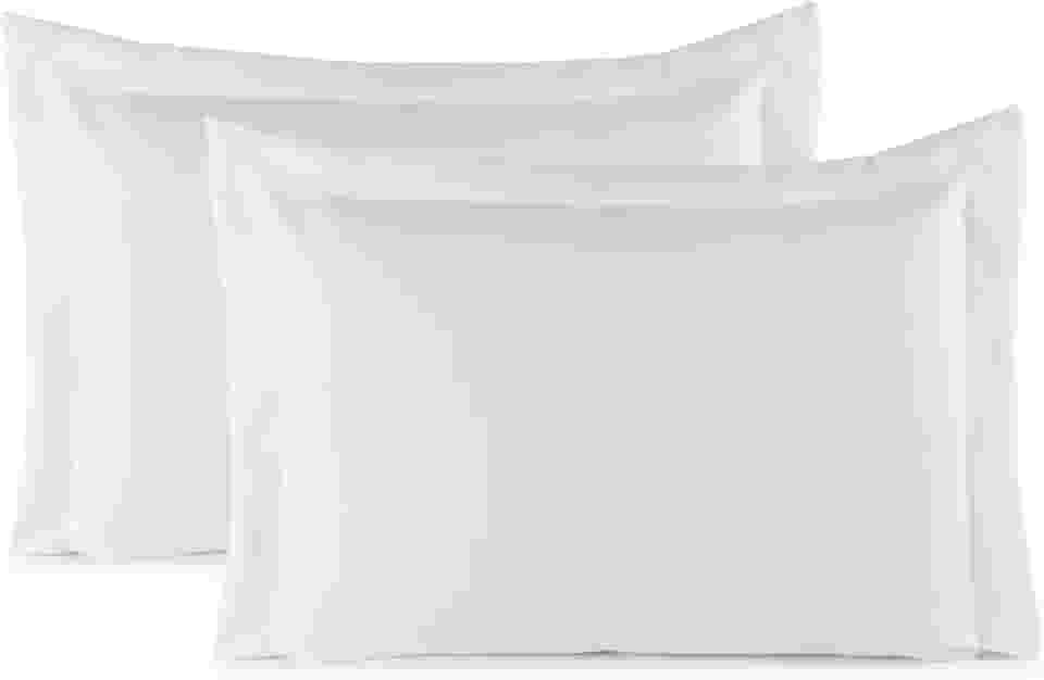 Kit 02 Fronhas Aba Americana Tecido Percal 400 Fios Antiácaro, Anti-pilling com Toque Macio - Branco