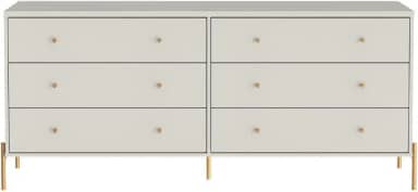 Cômoda 6 Gavetas Jasper 180 cm Off White Fosco c/Dourado