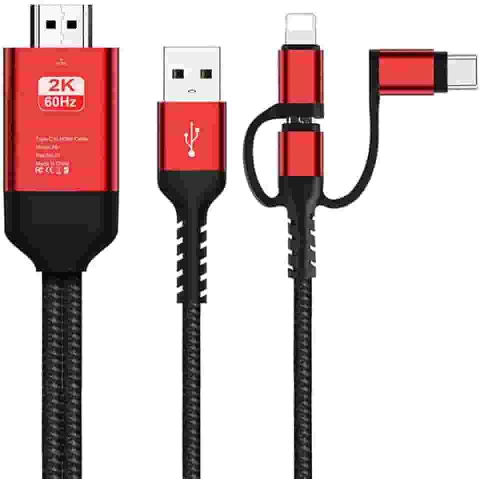 Cabo 3 em 1 2M Tipo-C para Hd MHL Cabo de Áudio e Vídeo Micro USB Projeção para iPhone Android para TV/Projetor HDTV