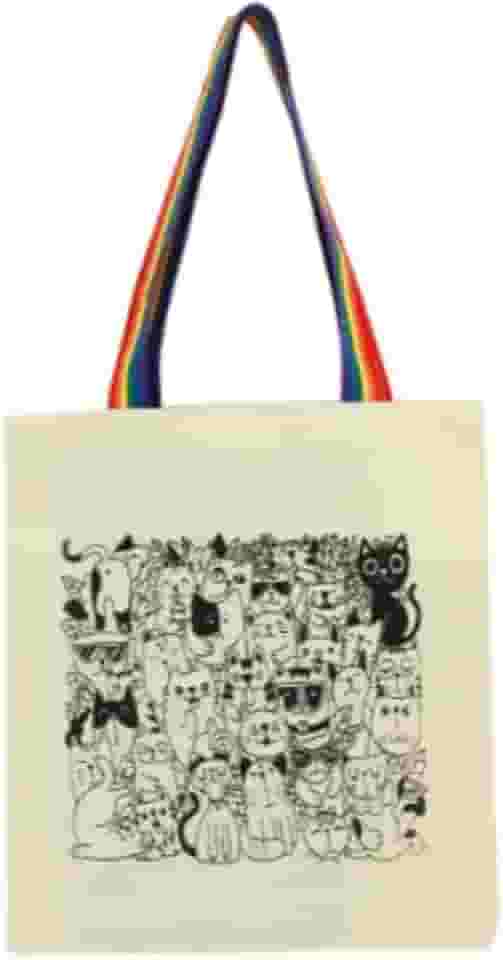 Bolsa Ecobag 100% algodão Estampa GATOS (Alça arco-íris)