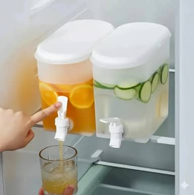 Kit 2 Suqueiras Plásticas com Tampa 3L para Geladeira com Torneira Dispenser para Líquidos Saborizada e Bebidas Linha Premium M5 Armarinhos (1 Un)