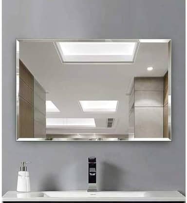 Cebrace Espelho Decorativo Retangular 70x50cm, Bisotê de 20mm, Vidro de 4mm, Montagem na Parede, Ideal para Sala, Banheiro, Quarto ou Cozinha