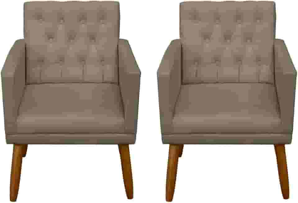 Kit 2 Poltronas Cadeira Decorativa para sala de estar recepção reforçada (Cappuccino)