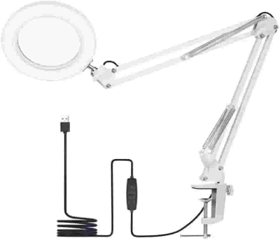 Luminária Led Lupa De Mesa Bancada Articulável Bivolt Branca