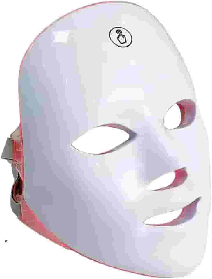 Máscara LED Facial 7 Cores, Fototerapia para Tratamento da Pele, 150 LEDs, Bivolt 80W, com Controle de Intensidade e Temporizador, Portátil