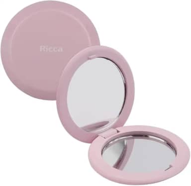 Espelho de Bolsa Dobrável Dupla Face com Aumento 2x Prático, Leve e Colorido para Maquiagem Rosa Para Bolsa