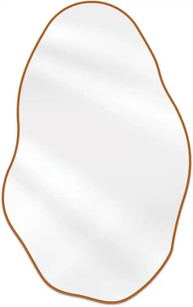 Espelho Orgânico Grande Pedra 110x80cm Design Moderno com Moldura em Couro para Decoração Sofisticada (Caramelo)