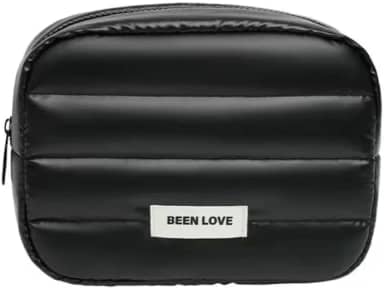 Necessaire puffer de Viagem Acolchoado, Bolsa de Maquiagem Grande, Organizador de Artigos de Higiene Pessoal (PRETA.)