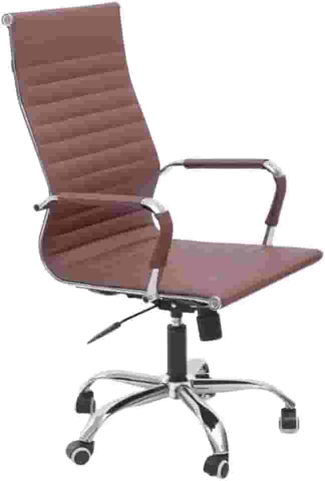 Cadeira de Escritório Esteirinha Base Cromada com Rodinha Fortt Praga Marrom - CEF02-M