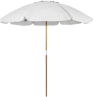 Bel - Guarda-Sol Caioba em Bagum e Haste de Madeira 2,40m Branco
