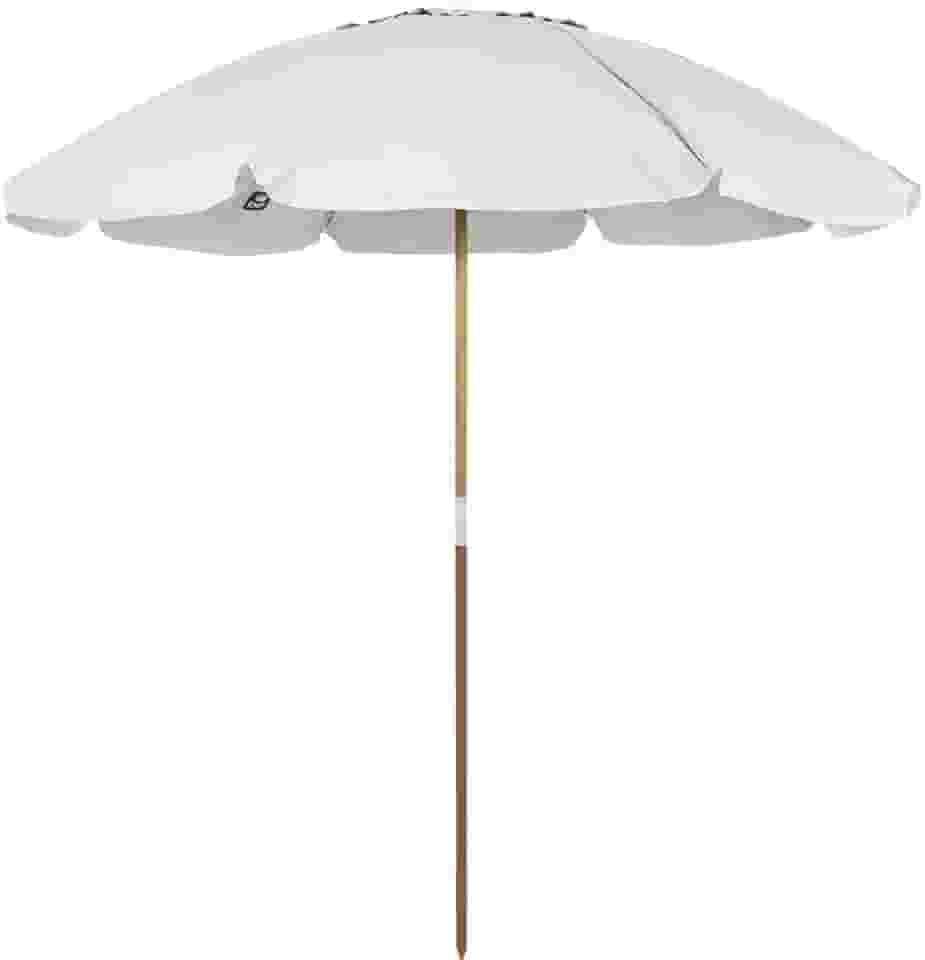 Bel - Guarda-Sol Caioba em Bagum e Haste de Madeira 2,40m Branco