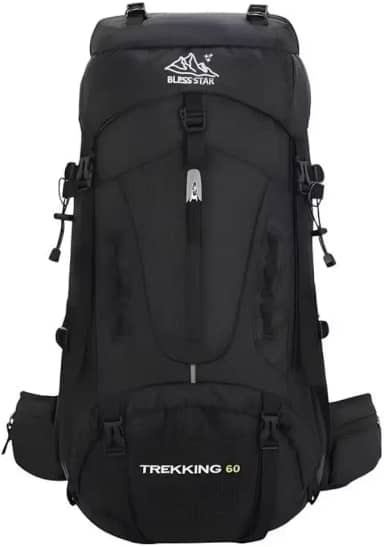 Mochila Cargueira de Trilha Trekking 60L Múltiplos Compartimentos Sistema de Ventilação Ideal para Camping Montanhismo Viagem Esportes Impermeavel