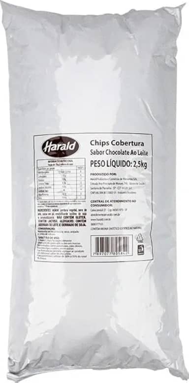 Chocolate Gotas Fracionado ao Leite Chipshow 2,5Kg Harald