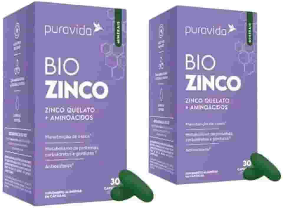 Kit com 2 Bio Zinco 30 Cápsulas – Zinco Quelato com Aminoácidos para Imunidade e Metabolismo
