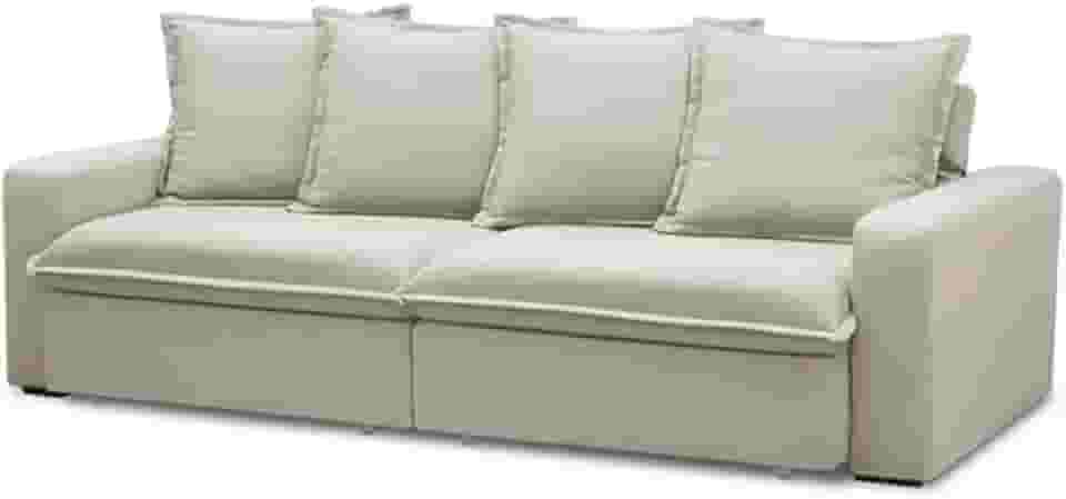 Sofá Retrátil Reclinável Para Sala de Estar Living 195cm Vêneto F04 Veludo Bege - Lyam Decor