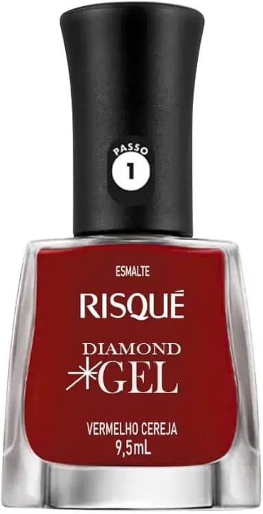 Esmalte Risqué Diamond Gel Vermelho Cereja Cremoso 9,5 Ml