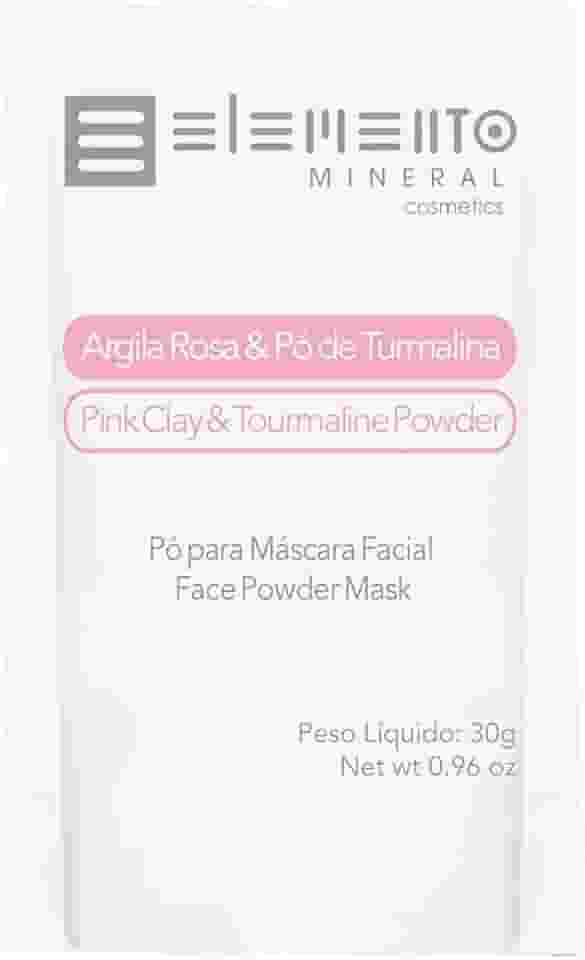 Elemento Mineral Máscara Facial Vegana Argila Rosa com Pó Turmalina Rosa 30g Para Pele Seca e Sensível Revitalizante e Iluminadora