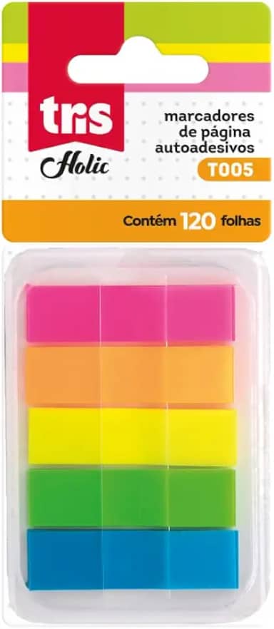Nota Autoadesiva Marcador de Pagina POP T005 5 Cores120 Unidades - Tris