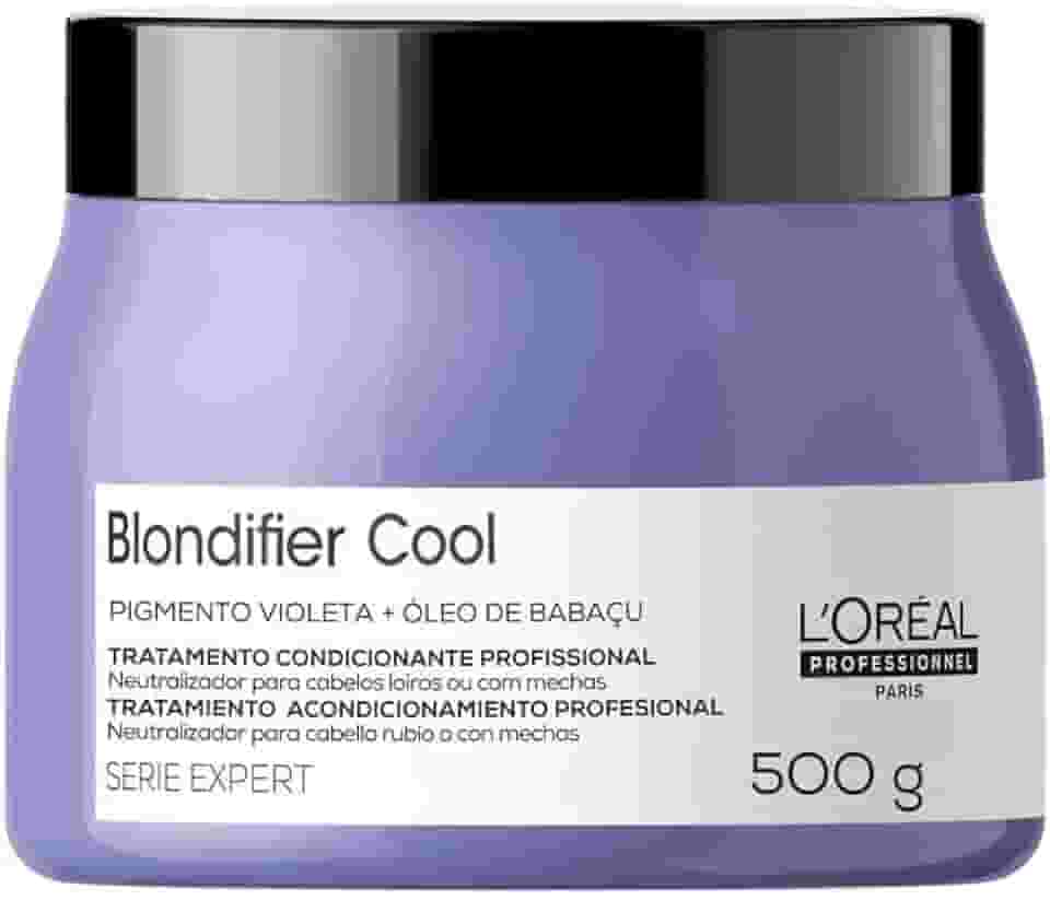 L'Oréal Professionnel Máscara Capilar Blondifier Cool, Para Cabelos Loiros e Descoloridos, Tons Amarelados Neutralizados e Cabelos Loiros Mais Nutridos, Brilho Intenso, 500g