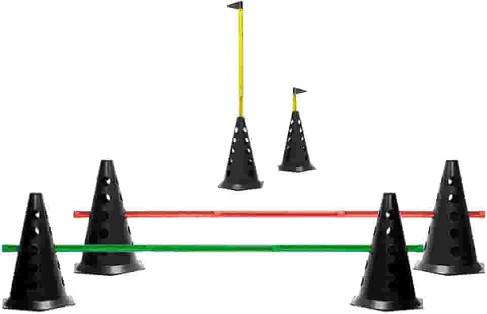 6 Cones Pretos C/3 Barreiras Treino De Agilidade