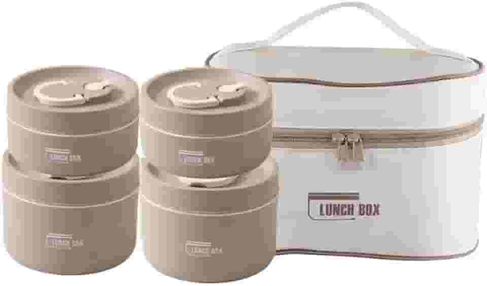 Kit Marmita Térmica com 4 Potes, 2x 440ml + 2x 600ml, Bolsa Térmica Incluída | Praticidade e Estilo na Hora da Refeição! (Azul)