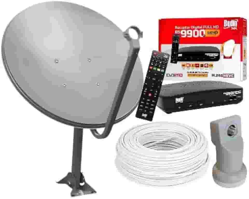 Kit Receptor Bedin + Antena KU Pedestal 45cm + LNBF Simples + Cabo