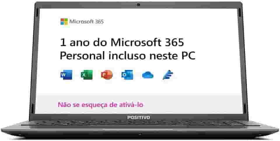 Notebook Positivo Motion Q4128C Intel Atom Quad-Core 4GB 128GB 14.1' Windows 10 Home - Cinza – Inclui Microsoft 365