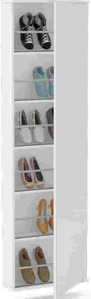 Sapateira Itabuna 1 Porta com Espelho e Prateleiras Branco Politorno