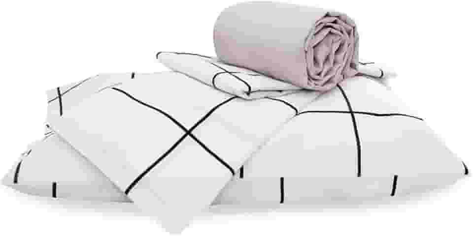 Jogo De Lençol Solteiro 3 Peças Grid Algodão, Grid, Marina Enxovais, Duplo, Classic