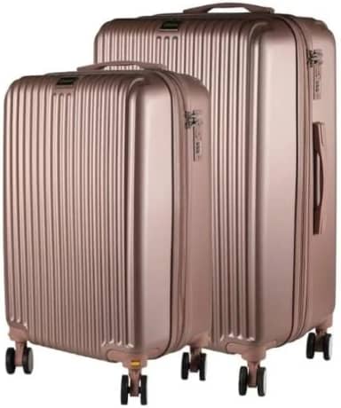 Cj Malas ABS 2 Peças P e M com Rodas 360 - AeroMalas Ouro Preto (Rose)