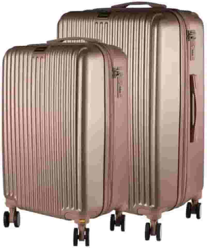 Cj Malas ABS 2 Peças P e M com Rodas 360 - AeroMalas Ouro Preto (Rose)