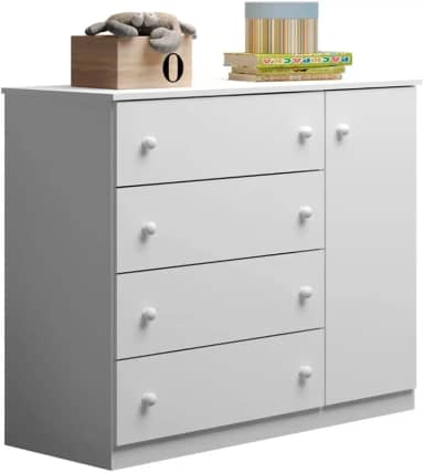 Cômoda Infantil Helena 01 Porta e 04 Gavetas Branco Phoenix