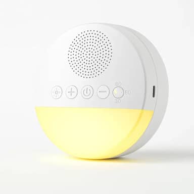 Aparelho de Som Ruído Branco para Bebê com 20 Sons Relaxantes, Luz Noturna Suave, Timer 15 30 60 Minutos e Contínuo, USB Recarregável, Ideal para Ninar, Sono Profundo e Acalmar Choro