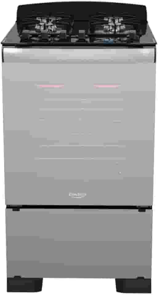 Fogão 4 Bocas Preto Frente Vidro Espelhado e Timer Digital Dako Diplomata Glass Grill Style Bivolt