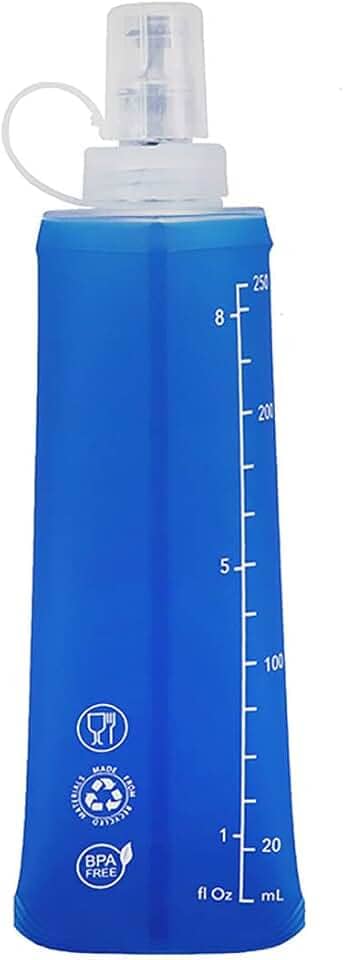 Garrafinha Dobrável Soft Flash 250ml Squeeze Corrida Bike Ciclismo Bico Anti Vazamento Com Tampa Proteção À Sujeiras Hidratação Reutilizável Livre de Bpa Para Todos Os Esportes Federal's Store (Azul)