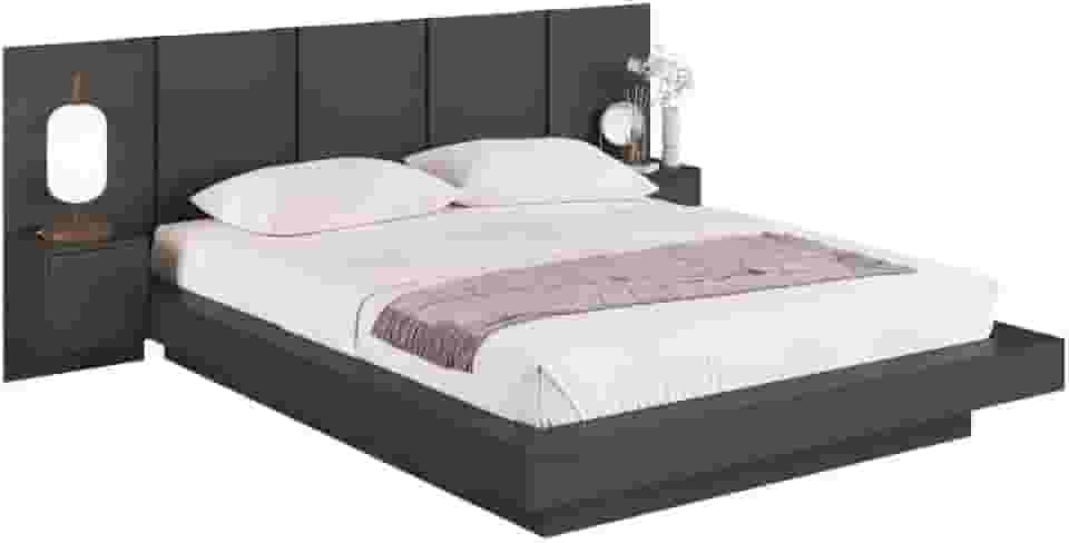Cama Suspensa Casal Queen com Cabeceira e 2 Mesas de Cabeceira Cj075 200cm Grafite - Art In Móveis