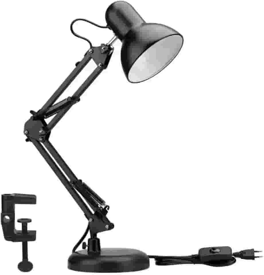 Luminária Mesa Articulada Tipo Pixar Preta - Ajustável 360° Garra Multifuncional Home Office Estudo