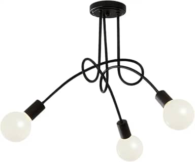 Lustre de Teto Vintage Nórdico com Design de Galhos - 3 ou 5 Lâmpadas E27 (Não Inclui Lâmpadas) - Iluminação Elegante para Sala, Quarto, Jantar (3 Lâmpadas - Preto)