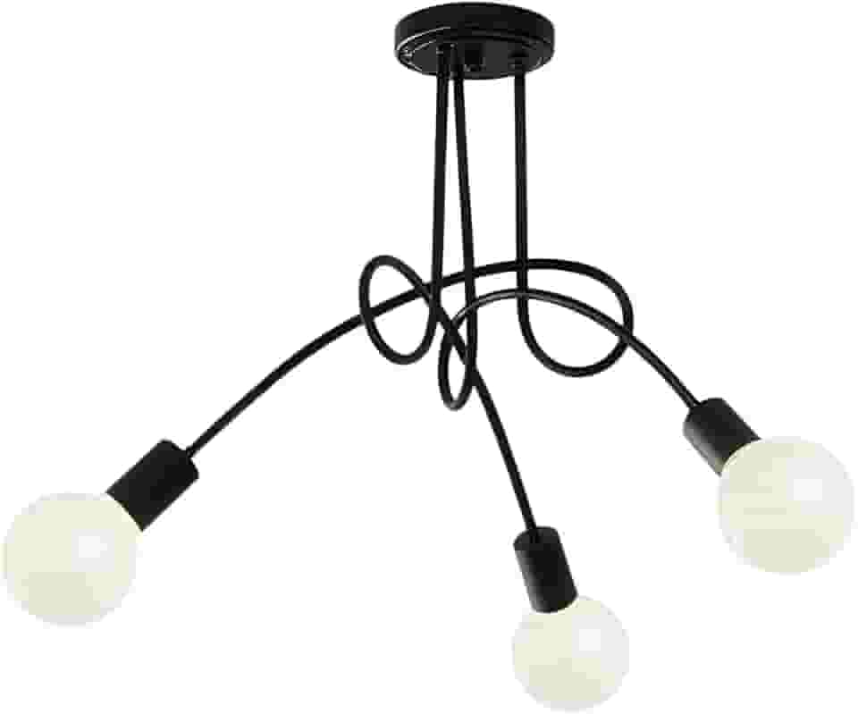 Lustre de Teto Vintage Nórdico com Design de Galhos - 3 ou 5 Lâmpadas E27 (Não Inclui Lâmpadas) - Iluminação Elegante para Sala, Quarto, Jantar (3 Lâmpadas - Preto)