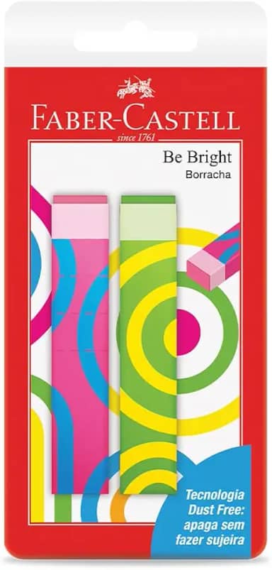 Borracha, Faber-Castell, BeBright Cartela, SM/BEBRIGHT, 2 unidades, Cores Sortidas