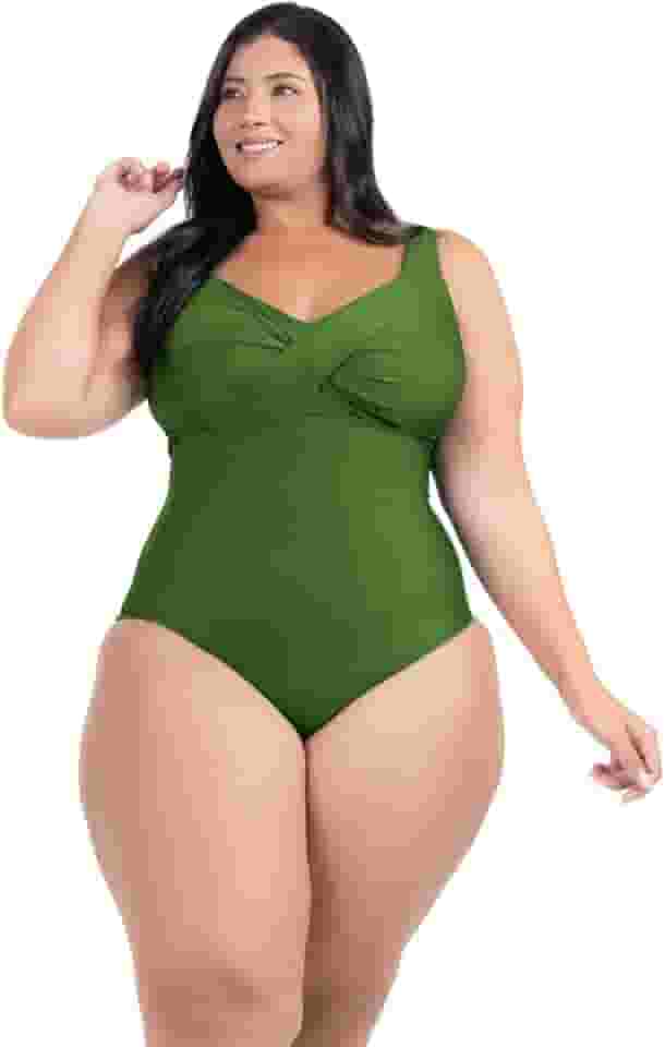 Maiô Plus Size Com Bojo Alta Sustentação Disfarça Barriga Moda Praia Tecido Resistente Forrado Média Compressão