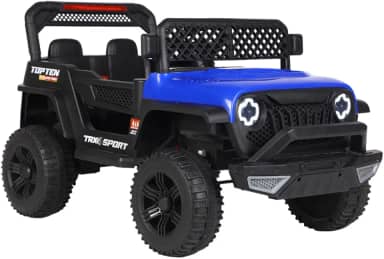 Bang Toys - Carrinho Elétrico Infantil Adventure 12V - com Luzes de LED, Sons, Entrada USB/MP3, Bluetooth, Controle Remoto - Suporta até 50kg - Cor Azul